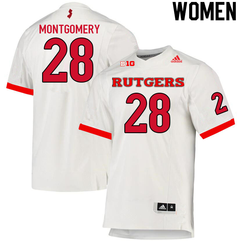Women #28 Nasir Montgomery Rutgers Scarlet Knights College Football Jerseys Sale-White